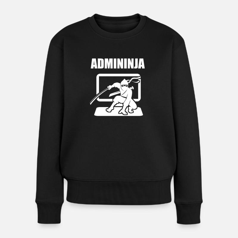 Admininja Admin Ninja Informatiker Lustig Geschenk - Frauen Premium Bio Pullover - Schwarz