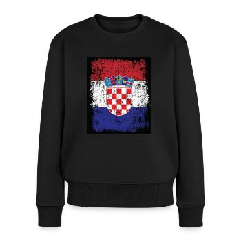 Kroatien Fahne Wappen Hrvatska kroatische Flagge - Frauen Premium Bio Pullover - Schwarz - Vorne - Julia (174cm)