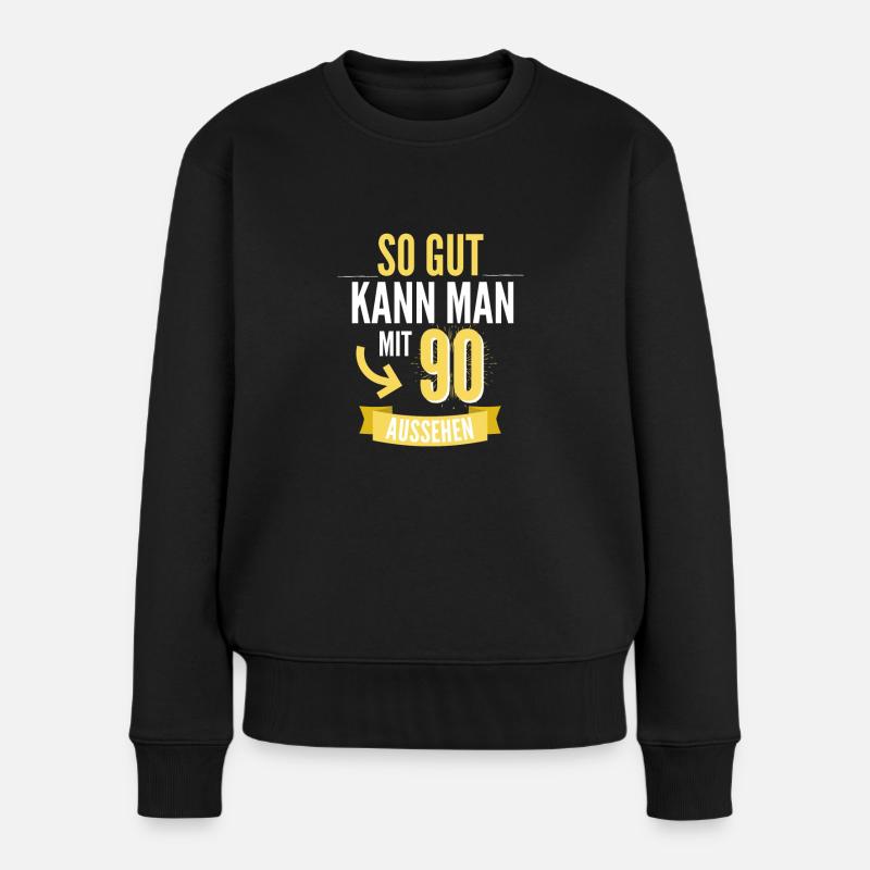 90. Geburtstag Geschenk - Frauen Premium Bio Pullover - Schwarz