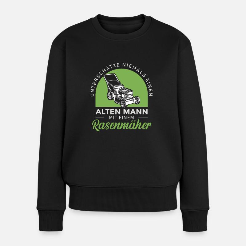 Rasenflüsterer Hobbygärtner Platzwart Greenkeeper - Frauen Premium Bio Pullover - Schwarz