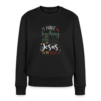 Jesus Gläubig - Frauen Premium Bio Pullover - Schwarz - Vorne - Julia (174cm)