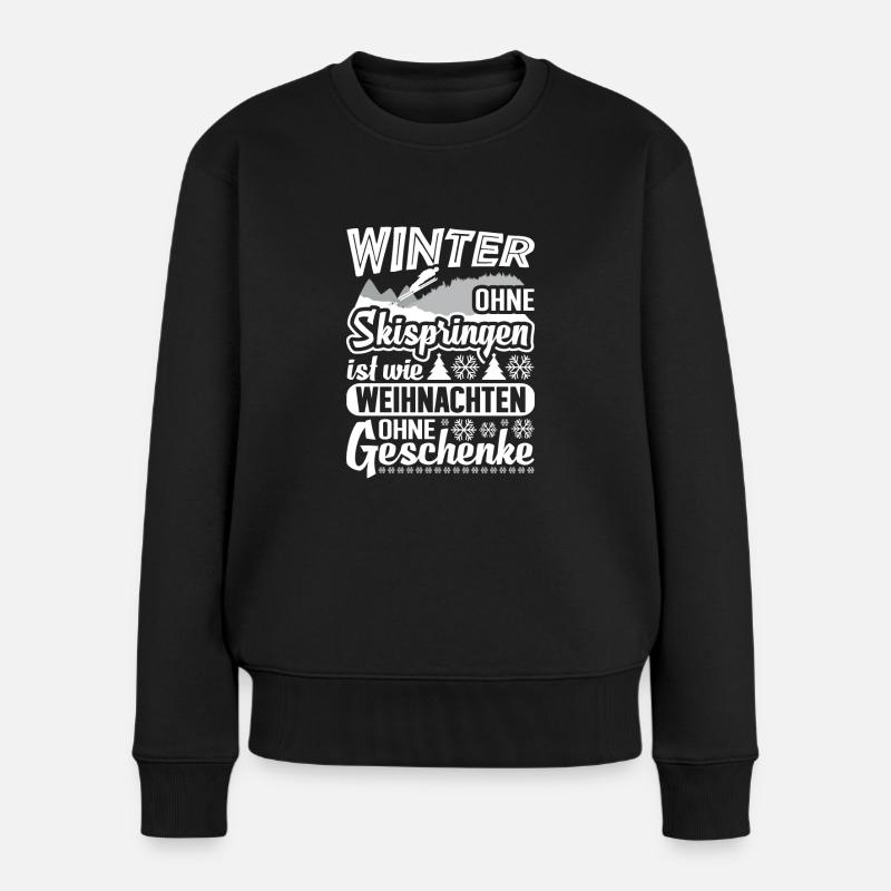 Skispringer Skispringen Skisprungschanze Sprungski - Frauen Premium Bio Pullover - Schwarz