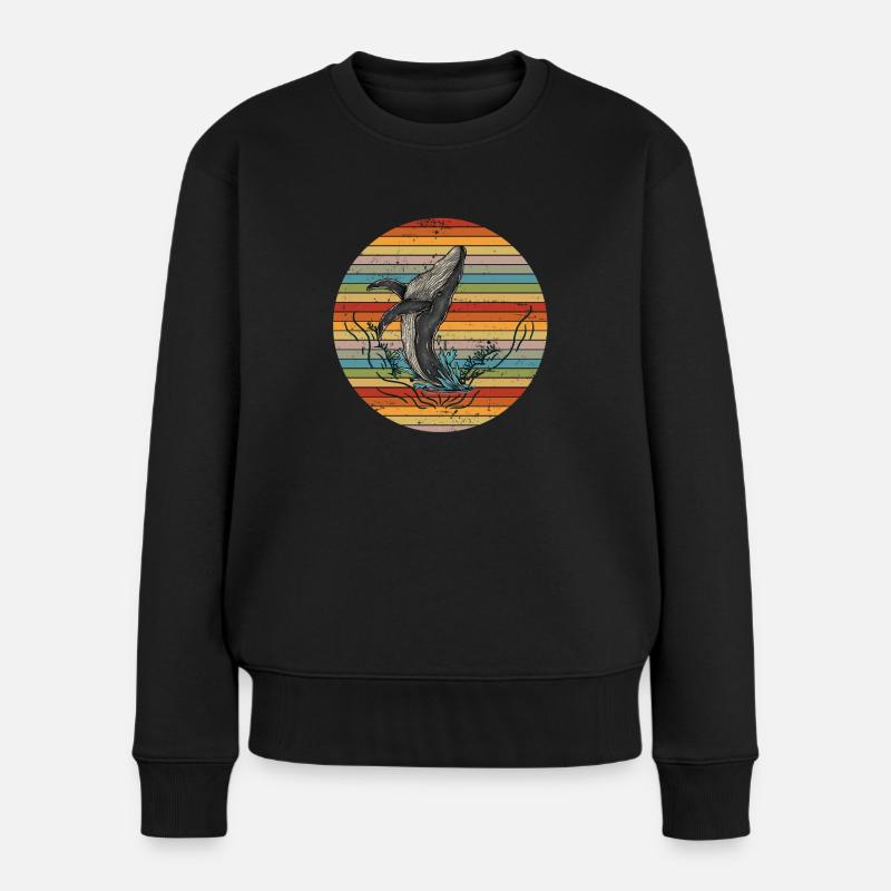Retro Wal - Frauen Premium Bio Pullover - Schwarz