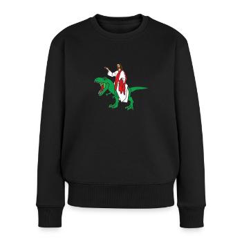 Jesus on Dinosaur Shirt Jesus Riding Raptor Tee Je - Pull Premium bio Femme - noir - Devant - Julia (174cm)