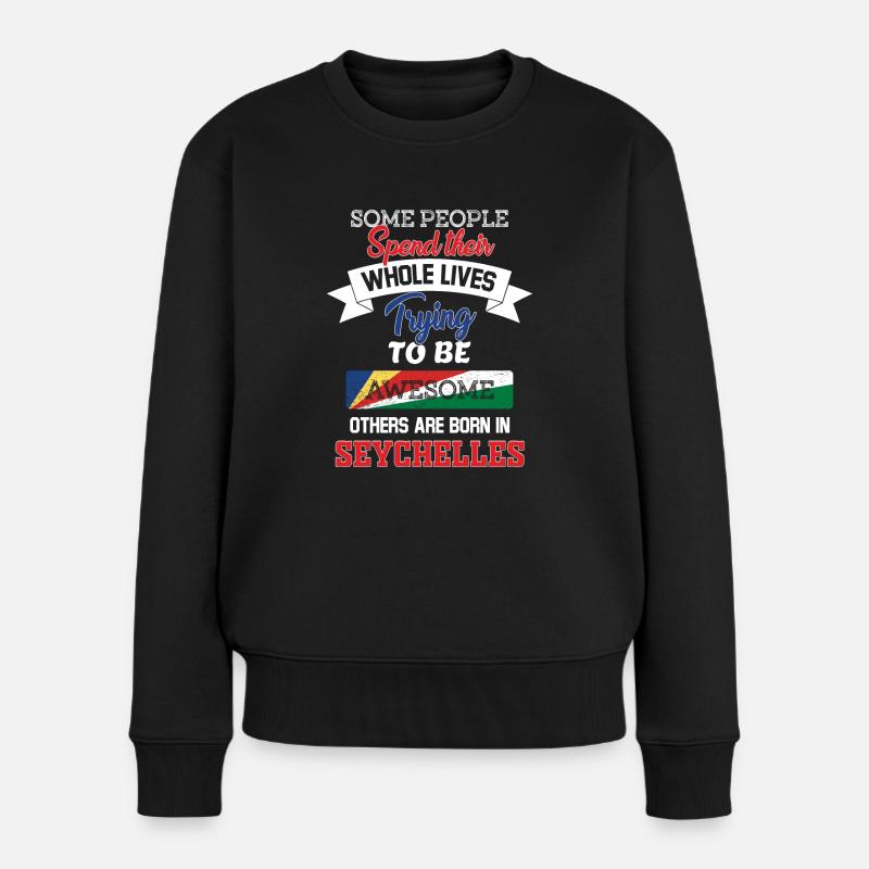 Geboren in Seychellen - Frauen Premium Bio Pullover - Schwarz