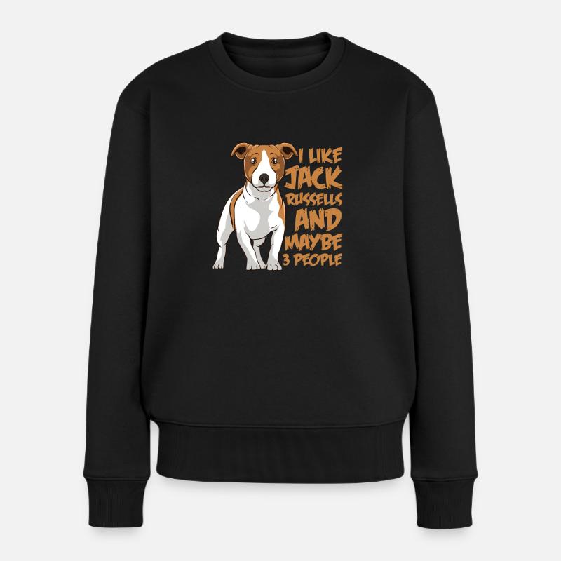 Ich mag Jack Russell Hunde und vielleicht 3 - Frauen Premium Bio Pullover - Schwarz