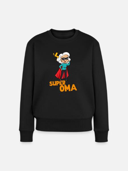 Super-Oma Geschenk Omi Großeltern Beste Oma - Frauen Premium Bio Pullover - Schwarz