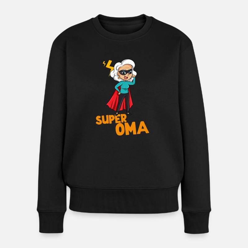 Super-Oma Geschenk Omi Großeltern Beste Oma - Frauen Premium Bio Pullover - Schwarz