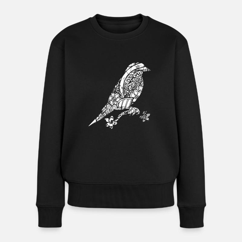 Stieglitz Stieglitz Blumenmuster - Frauen Premium Bio Pullover - Schwarz