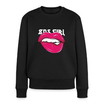 80er Jahre Mädchen Pink - Frauen Premium Bio Pullover - Schwarz - Vorne - Julia (174cm)