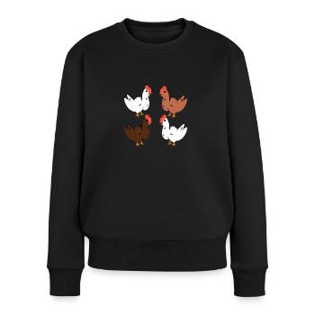 Hühner - Frauen Premium Bio Pullover - Schwarz - Vorne - Julia (174cm)