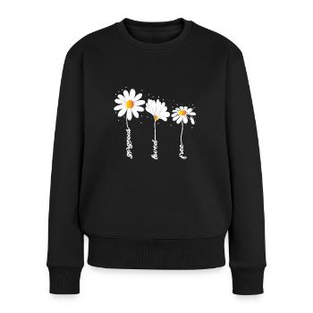 Daisy Marguerite Freedom Love Beauty - Women's Premium Organic Jumper - black - Front - Julia (174cm)