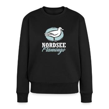 Nordsee Flamingo Möwe Nordeutscher Küste Meer - Frauen Premium Bio Pullover - Schwarz - Vorne - Julia (174cm)