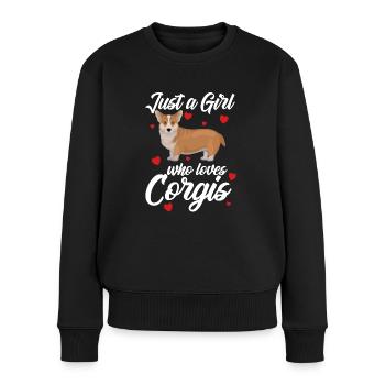 Corgi Dog Nur ein Mädchen, das Corgis liebt - Frauen Premium Bio Pullover - Schwarz - Vorne - Julia (174cm)