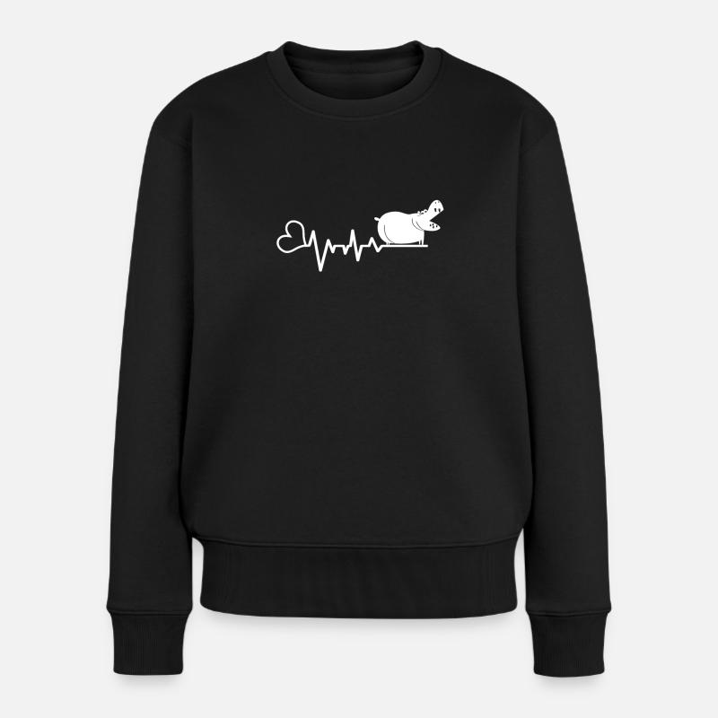 Nilpferd - Frauen Premium Bio Pullover - Schwarz