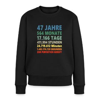 47ter Geburtstag 47 Jahre Geschenk - Frauen Premium Bio Pullover - Schwarz - Vorne - Julia (174cm)