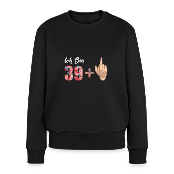 Lustig Ich bin 39 plus Frauen Mittelfinger - Frauen Premium Bio Pullover - Schwarz - Vorne - Julia (174cm)