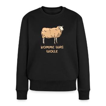 Venir Ce que la laine mouton blague - Pull Premium bio Femme - noir - Devant - Julia (174cm)