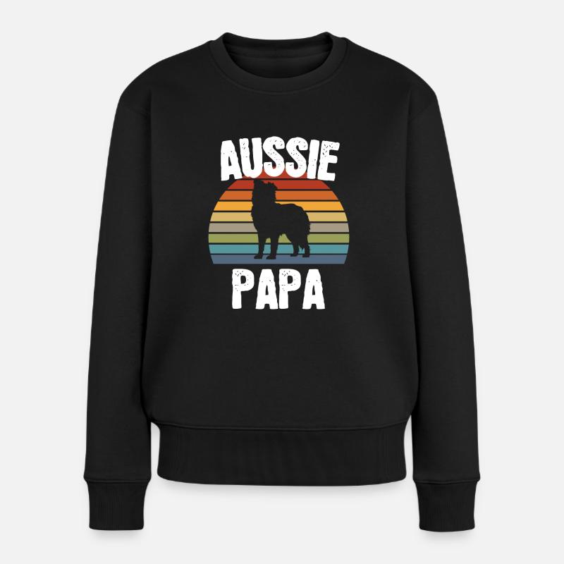 Aussie Papa Australian Shepherd Geschenk - Frauen Premium Bio Pullover - Schwarz