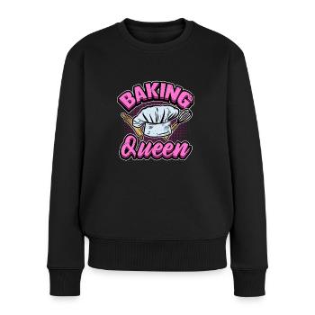 Funny baking queen women cake gift - Women's Premium Organic Jumper - black - Front - Julia (174cm)
