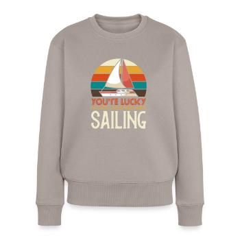 J'aurais pu faire de la voile - Pull Premium bio Femme - taupe - Devant - Julia (174cm)