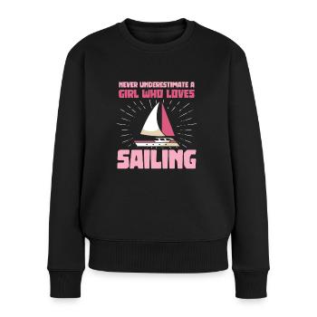 Une fille qui aime la voile - Pull Premium bio Femme - noir - Devant - Julia (174cm)