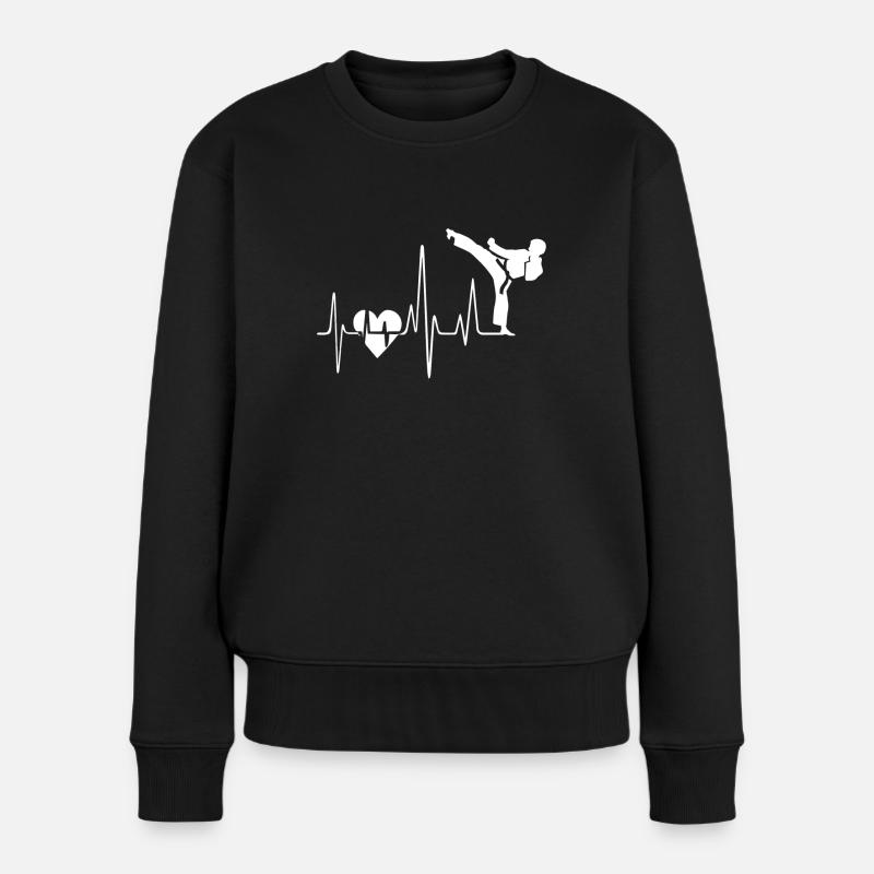 Karate Karate Herzschlag - Frauen Premium Bio Pullover - Schwarz