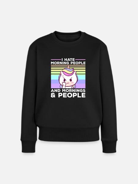 Je déteste les paroles des femmes licorne des gens du matin - Pull Premium bio Femme - noir