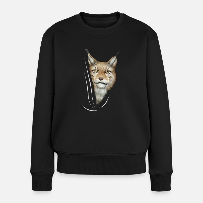 Luchs Luchse Luchsliebhaber Geschenk - Frauen Premium Bio Pullover - Schwarz