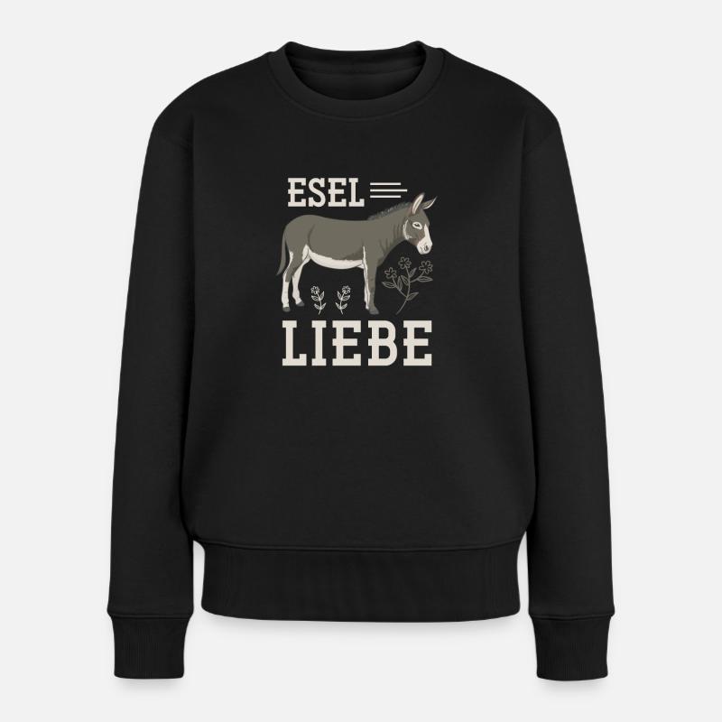 Esel Pferd Landei - Frauen Premium Bio Pullover - Schwarz