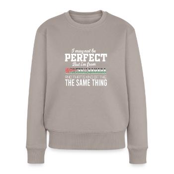 I'm almost perfect, I'm from Western Sahara - Women's Premium Organic Jumper - taupe - Front - Julia (174cm)