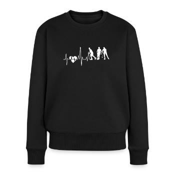 Rollhockey Rollhockey Herzschlag - Frauen Premium Bio Pullover - Schwarz - Vorne - Julia (174cm)