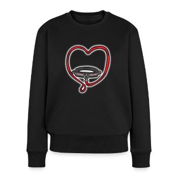 Sklavenhalsband Leine Halsband BDSM Bondage Liebe - Frauen Premium Bio Pullover - Schwarz - Vorne - Julia (174cm)