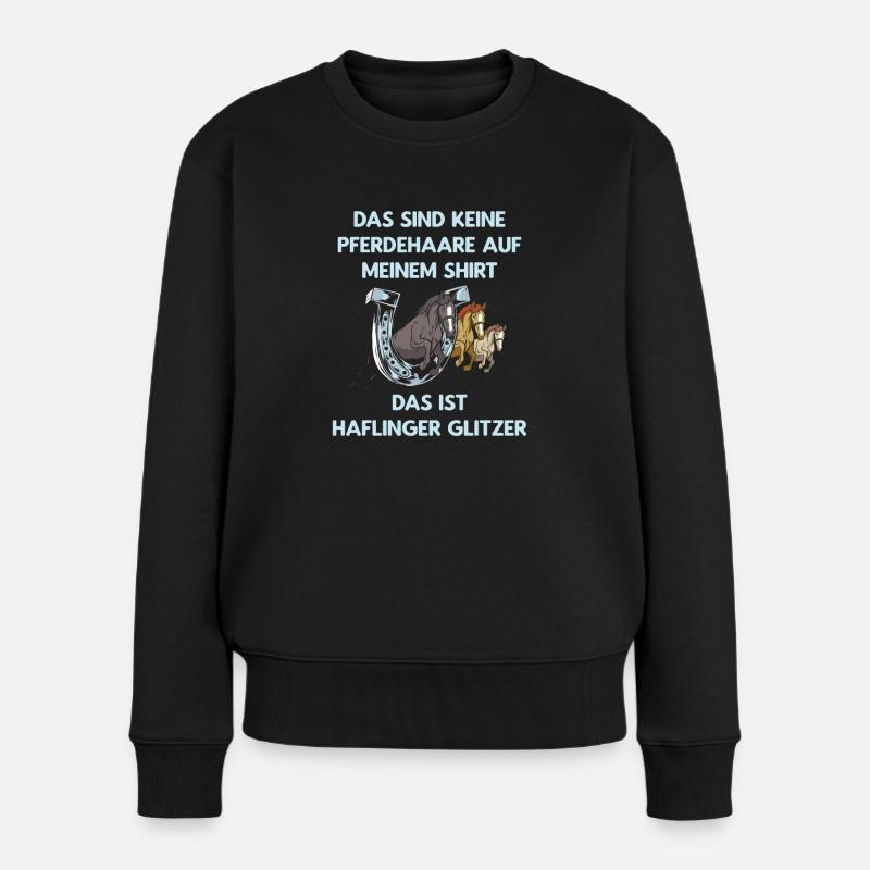 Keine Pferdehaare - Das ist Haflinger Glitzer! - Frauen Premium Bio Pullover - Schwarz