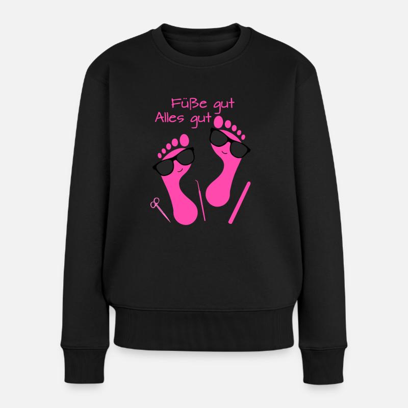 Fußpflege Pediküre Podologe Nagelstudio Geschenk - Frauen Premium Bio Pullover - Schwarz