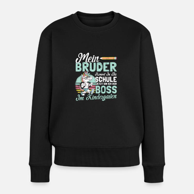 Kindergarten Start Geschwister Bruder Geschenk - Frauen Premium Bio Pullover - Schwarz