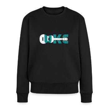 Ukulele - Frauen Premium Bio Pullover - Schwarz - Vorne - Julia (174cm)