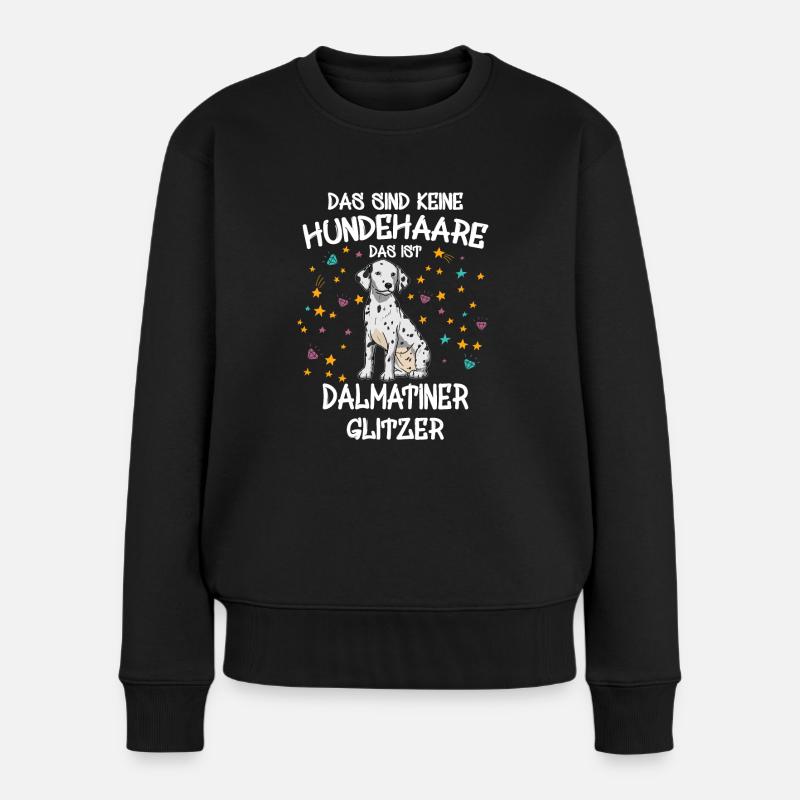 Dalmatiner Glitzer Hunde Hundehalter Geschenk - Frauen Premium Bio Pullover - Schwarz