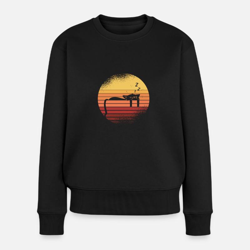 Schwarze Katze - Frauen Premium Bio Pullover - Schwarz