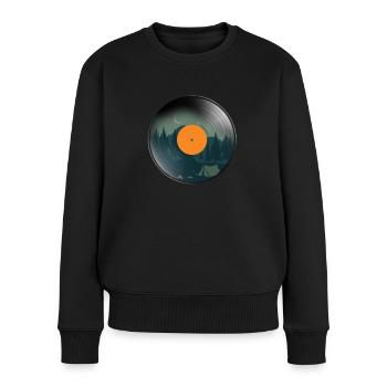 Vinyl Natur Camping Retro Phonograph Rekord - Frauen Premium Bio Pullover - Schwarz - Vorne - Julia (174cm)