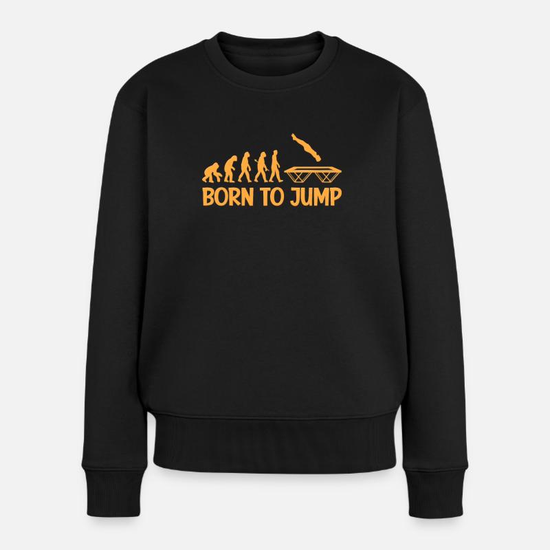 Trampolin Springen Spruch Evolution - Frauen Premium Bio Pullover - Schwarz