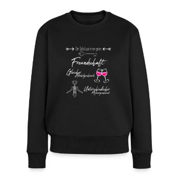 Der Schlüssel einer guten Freundschaft für Frauen - Frauen Premium Bio Pullover - Schwarz - Vorne - Julia (174cm)