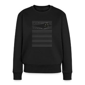 Linien - Katze beobachtet Augen Maine Coon Perser - Frauen Premium Bio Pullover - Schwarz - Vorne - Julia (174cm)