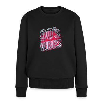 90er Jahre - Frauen Premium Bio Pullover - Schwarz - Vorne - Julia (174cm)