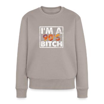 Anniversaire des années 90 - Pull Premium bio Femme - taupe - Devant - Julia (174cm)