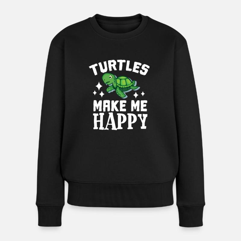 Schildkröte - Frauen Premium Bio Pullover - Schwarz