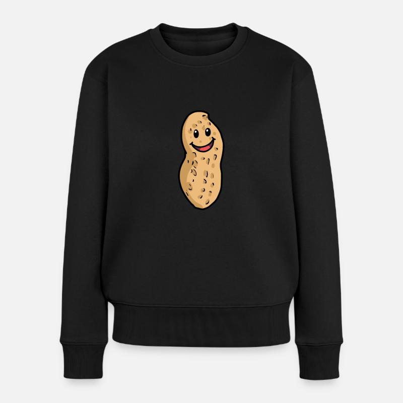 Lustige Erdnuss Kinder niedlich süß Nuss Xmas - Frauen Premium Bio Pullover - Schwarz