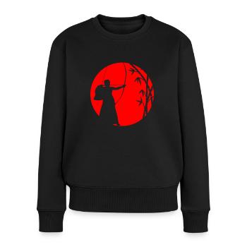 Bogenschießen - Japan Traditionell - Frauen Premium Bio Pullover - Schwarz - Vorne - Julia (174cm)