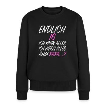 16.Geburtstag Geschenkidee Level 16 - Frauen Premium Bio Pullover - Schwarz - Vorne - Julia (174cm)