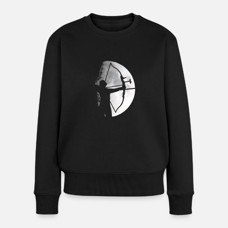 Mond Bogenschütze - Frauen Premium Bio Pullover - Schwarz